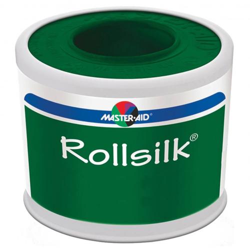 Master Aid Rollsilk Adhesive Bandage Tape 5m x 5cm Αυτοκόλλητη Μεταξωτή Επιδεσμική Ταινία σε Άσπρο Χρώμα 1 Τεμάχιο
